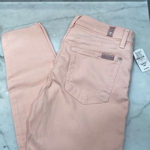 NWT 7 For All Mankind Pink Raw Edge Ankle Gwenevere Size 27